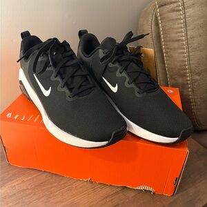 Nike Black Mesh Athletic Shoes with White Accents